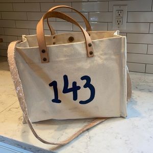 Parker Thatch Mimi Bag with Crossbody Strap “143” stamped in navy on front